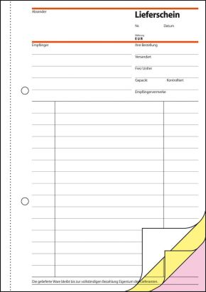 1 Stück Sigel Formularbuch SD 012 Lieferschein mit Empfangsschein, A5, SD