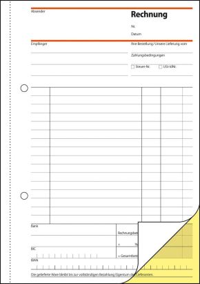 1 Stück Sigel Formularbuch SD 031 Rechnung, A5, 2 x 40 Blatt, SD