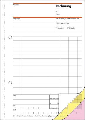 1 Stück Sigel Formularbuch SD 032 Rechnung, A5, 3 x 40 Blatt, SD