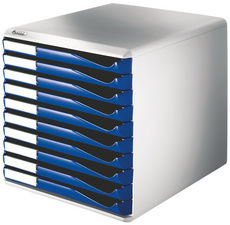 1 Stück LEITZ Ablage Schubladenbox Formular-Set, 10 Schübe, lichtgrau/blau 1 Stück LEITZ Ablage Schubladenbox Formular-Set, 10 Schübe, lichtgrau/blau