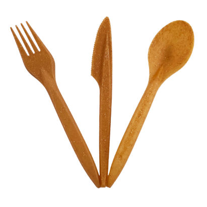 300 Stück WPC Mehrweg-Besteckset 18cm, braun (1xGabel, 1xMesser + 1xLöffel) 300 Stück WPC Mehrweg-Besteckset 18cm, braun (1xGabel, 1xMesser + 1xLöffel)