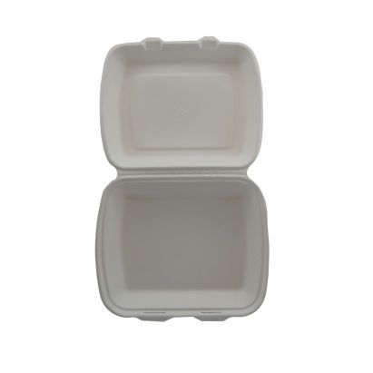 200 Stück Bio Bagasse Warmhalte- Menüboxen ungeteilt, 244x208x70mm, weiß, IP