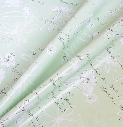 Geschenkpapier 118714, Swinging Flowers, mint-schwarz/weiß, 250m, 70g/m²