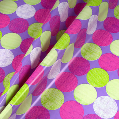 Geschenkpapier 86600, Modern Circles, pink - grün - violett / weiß, 250m, 70g/m²