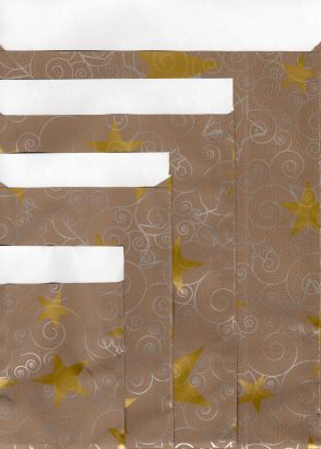 Papier Flachbeutel 117532F, Kraftpapier, Holy Night tizianrost gold-silber, 70g/m²