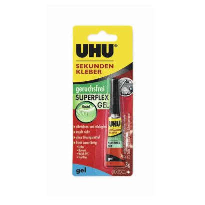 1 Stück UHU Sekundenkleber SUPERFLEX GEL, 3g in Tube (45565) 1 Stück UHU Sekundenkleber SUPERFLEX GEL, 3g in Tube (45565)