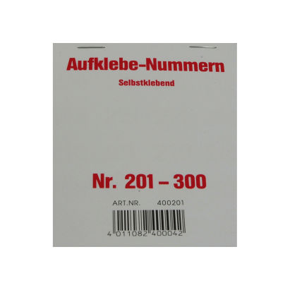 100 Stück Aufklebenummern, selbstklebend, Gewinn 201-300