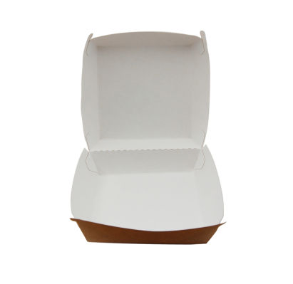 400 Stück Bio Warmhalte- Hamburger Box groß, 145x145x80mm, braun, green Nature