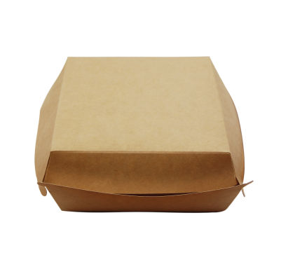 100 Stück Bio Warmhalte- Hamburger Box groß, 145x145x80mm, braun, green Nature