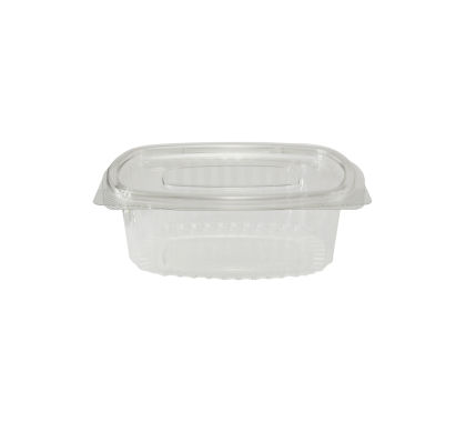 TOP 50 Stück rPET Klappboxen oval, 375ml, 148x122x43mm, transparent TOP 50 Stück rPET Klappboxen oval, 375ml, 148x122x43mm, transparent