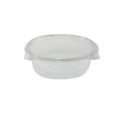 400 Stück rPET Klappboxen oval, 500ml, 131x102x49mm, transparent