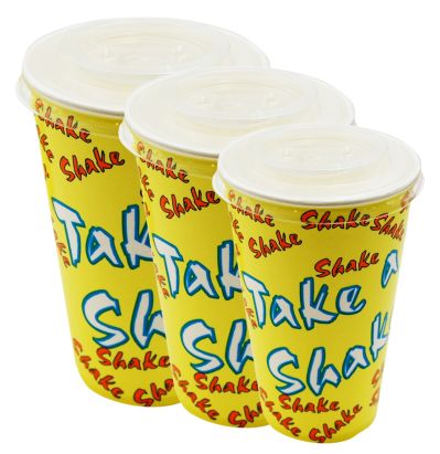 1000 Stück Milchshake Becher, 400ml, gelb, mit Druck (inkl. EWKF Gebühr)