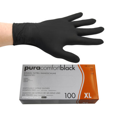  100 Stück Nitril Einweghandschuhe, Größe XL, schwarz, puderfrei