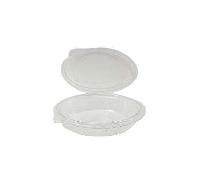 100 Stück rPET Klappboxen oval, 150ml, 145x108x31mm, transparent