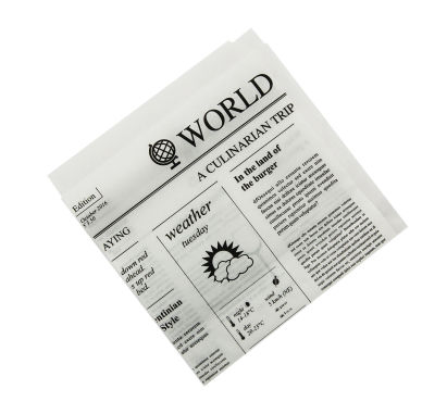 TOP 1000 Stück Döner- Snackbeutel News Paper 15x16cm, Perga 45g/m², weiß