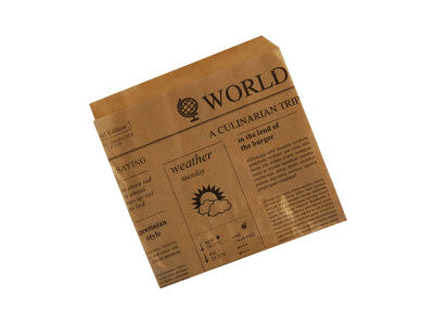 1000 Stück Döner- Snackbeutel News Paper 15x16cm, Perga 45g/m², braun