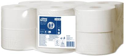 12 Rollen Tork 120280 Mini Jumbo Toilettenpapier T2, 2-lagig, 170m, weiß, Advanced