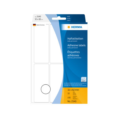 192 Stück HERMA Vielzweck-Etiketten, 32 x 82 mm, weiß (2540) 192 Stück HERMA Vielzweck-Etiketten, 32 x 82 mm, weiß (2540)