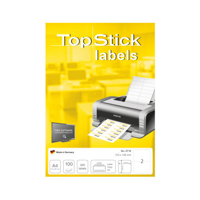 200 Stück TOP STICK Universal-Etiketten, 210 x 148 mm, weiß (8718) 200 Stück TOP STICK Universal-Etiketten, 210 x 148 mm, weiß (8718)