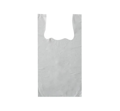 100 Stück HDPE Hemdchentragetasche, Shopper, ND, 25+12x45cm, 10my, geblockt, weiß
