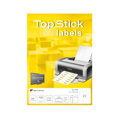 2100 Stück TOP STICK Universal-Etiketten, 70 x 42,3 mm, weiß (8708)