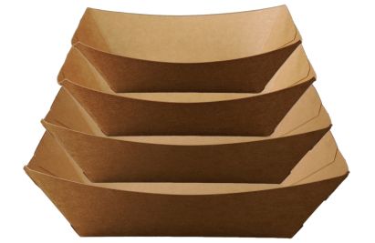 250 Stück Foodtray Pappschale 400ml, 170x125x45mm, braun