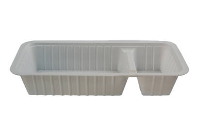 1000 Stück Imbiss- Snackschale, Plastikschale PP, A22, 450ml, 2-geteilt, 200x94x36mm, weiß (inkl. EWKF Gebühr)