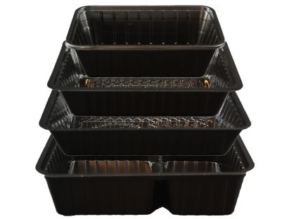 1000 Stück Imbiss- Snackschale, Plastikschale PP, A38, 850ml, 2-geteilt, 190x135x42mm, schwarz (inkl. EWKF Gebühr)