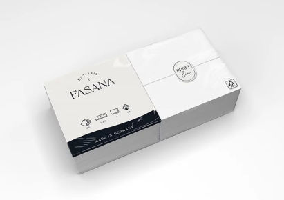 250 Stück FASANA Papier Servietten 2-lagig, 33x33cm, 1/8 Falz, weiß