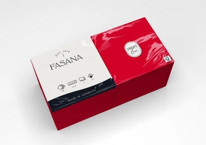 FASANA 1000 Stück Papier Servietten 3-lagig, 33x33cm, 1/4 Falz, rot