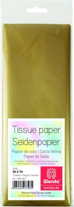 3 Stück Seidenpapier 50 x 75cm, 17 g/m², gold 3 Stück Seidenpapier 50 x 75cm, 17 g/m², gold
