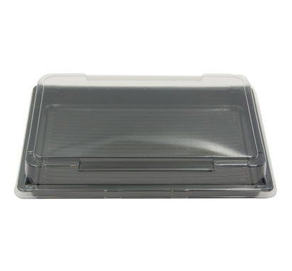 100 Stück Sushi-Tray, Sushi Schale, schwarz mit Deckel, Größe XL, 215x135x45mm (413) (inkl. EWKF Gebühr)