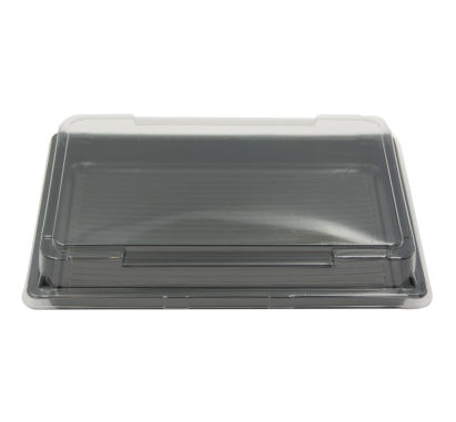 PW 100 Stück Sushi-Tray, Sushi Schale, schwarz mit Deckel, Größe XL, 215x135x45mm (413)
