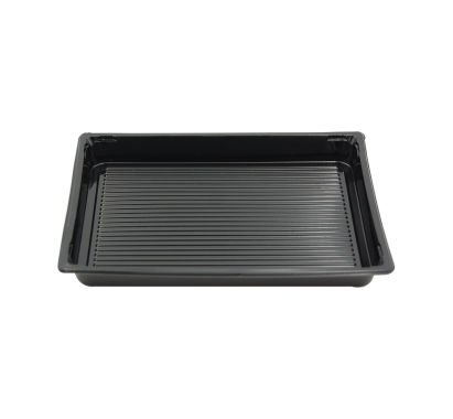 100 Stück Sushi-Tray, Sushi Schale, schwarz mit Deckel, Größe L, 180x125x45mm (412)