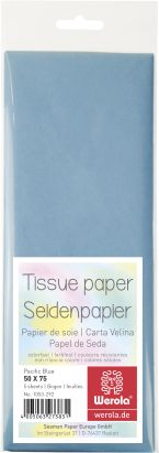 5 Stück Seidenpapier 50 x 75cm, 17 g/m², himmelblau 5 Stück Seidenpapier 50 x 75cm, 17 g/m², himmelblau