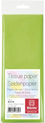5 Stück Seidenpapier 50 x 75cm, 17 g/m², limette 5 Stück Seidenpapier 50 x 75cm, 17 g/m², limette