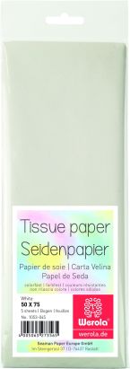 5 Stück Seidenpapier 50 x 75cm, 17 g/m², weiß 5 Stück Seidenpapier 50 x 75cm, 17 g/m², weiß