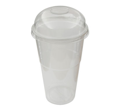Clear Cups 50 Becher klar für Slush/ Obstsalat/ Smoothies/ gewölbte Domdeckel 