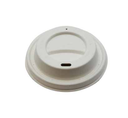 50 Stück Bio Bagasse Kaffeedeckel Ø80mm, biologisch abbaubar, weiß