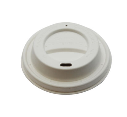 50 Stück Bio Bagasse Kaffeedeckel Ø90mm, biologisch abbaubar, weiß