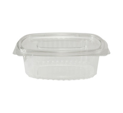 300 Stück rPET Klappboxen oval, 1000ml, 163x133x60mm, transparent