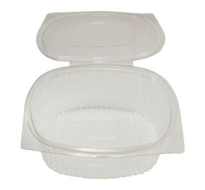 300 Stück rPET Klappboxen oval, 2000ml, 221x197x80mm, transparent