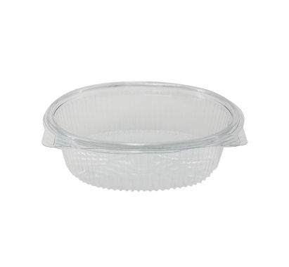 400 Stück rPET Klappboxen oval, 750ml, 176x150x49mm, transparent