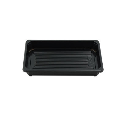 100 Stück Sushi-Tray, Sushi Schale, schwarz mit Deckel, Größe M, 166x115x45mm (411)