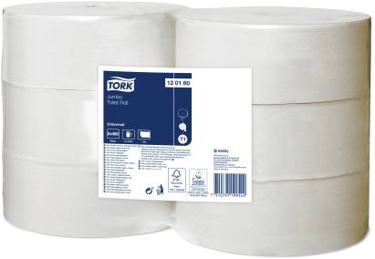 6 Rollen Tork 120160 Jumbo Toilettenpapier T1, 1-lagig, 480m, weiß, Universal
