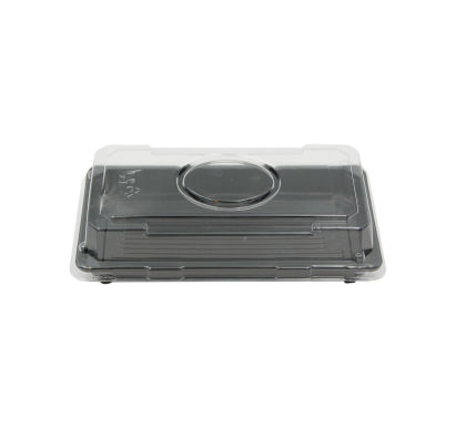 100 Stück Sushi-Tray, Sushi Schale, schwarz mit Deckel, Größe S, 170x90x45mm (410)