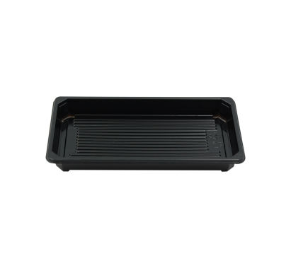 100 Stück Sushi-Tray, Sushi Schale, schwarz mit Deckel, Größe S, 170x90x45mm (410)