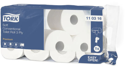 72 Rollen Tork 110316 Toilettenpapier, 3-lagig, T4, weiß, Premium