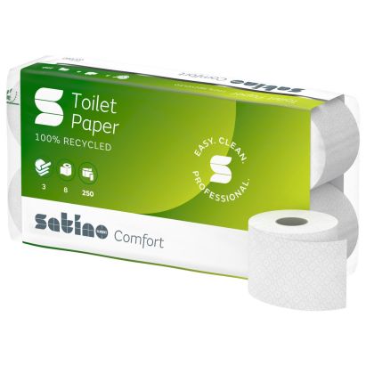 8 Rollen WEPA comfort Toilettenpapier, 3-lagig, MT1, recycling, hochweiß