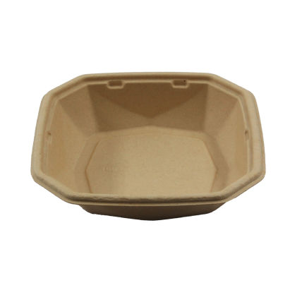 50 Stück DUNI Salatschale OCTA 1000ml, Ø224mm, braun, aus Bagasse, mit Deckel